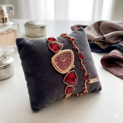 Ladies Stone Watch with Tulip Bracelet