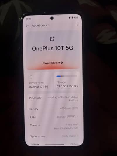 One Plus 10T      16GB 256GB