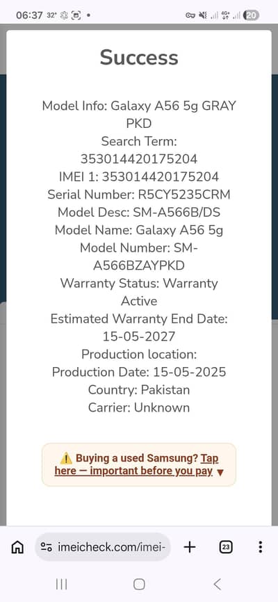 Samsung Mobile A56