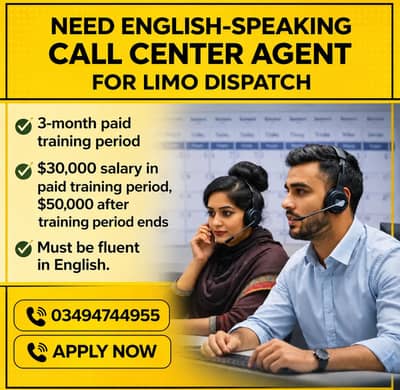 Need English-speaking call center agent for limo dispatch