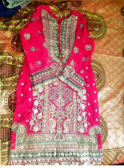 Pure krinkle heavy embroidered 3-piece suit