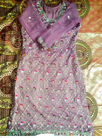 LavendarGlamour-premium fine net heavily embroidered 3piece luxurysuit