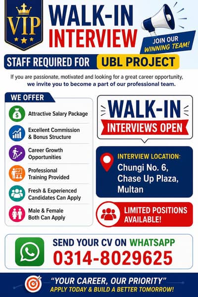 VIP Walk-In Interview Opportunity