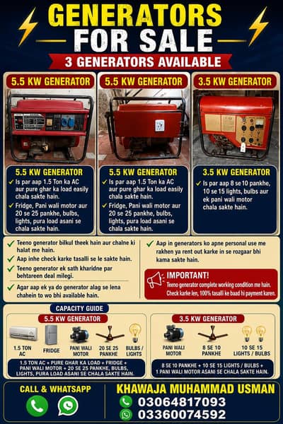 Generators For Sale see pix. . Special deal