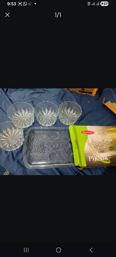 serving fruit dish with four serving bowls