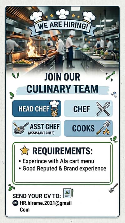 Kitchen staff required