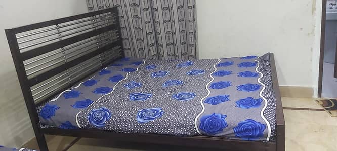 Steel Double Bed 6'×5' With Mattres Good Condation