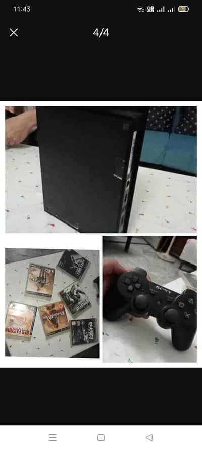 Playstation-3 slim model with original sony controller and 5 games.