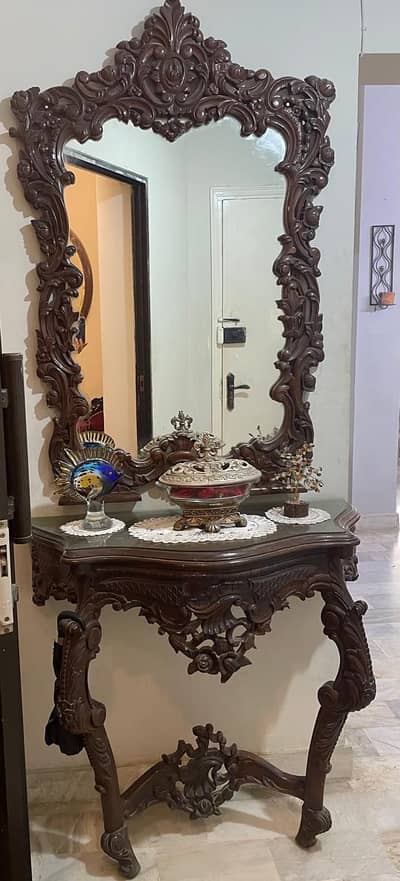 Royal Chinioti Style Pure Sheesham Console & Mirror Set