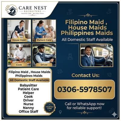 House maids , Maid, Baby Sitter, Chef , Couple , Driver , Patient care