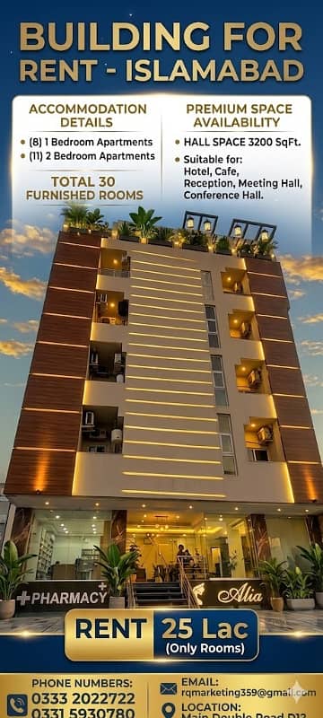 5-Storey Commercial Building For Rent Prime Northern Strip, E-11, Islamabad
