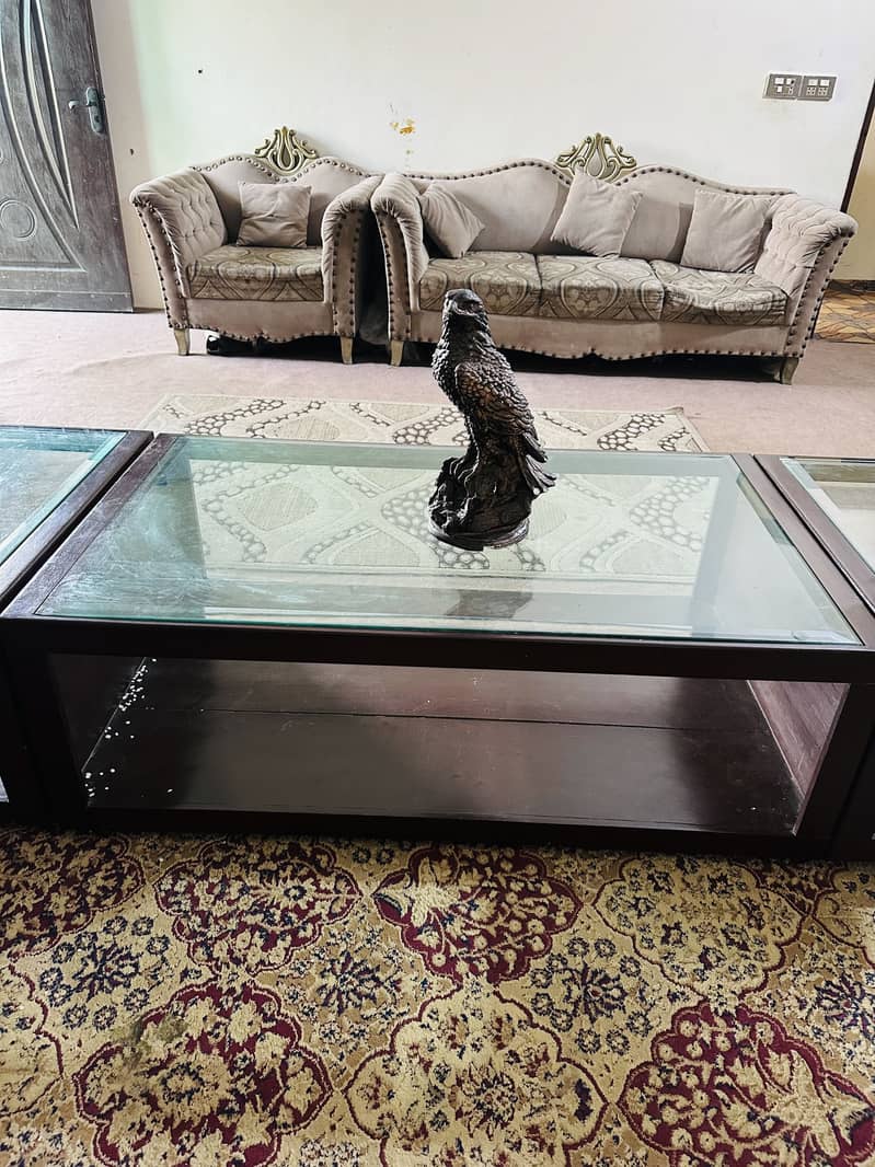 Solid wood 3/2/1 sofa set + centre table 0