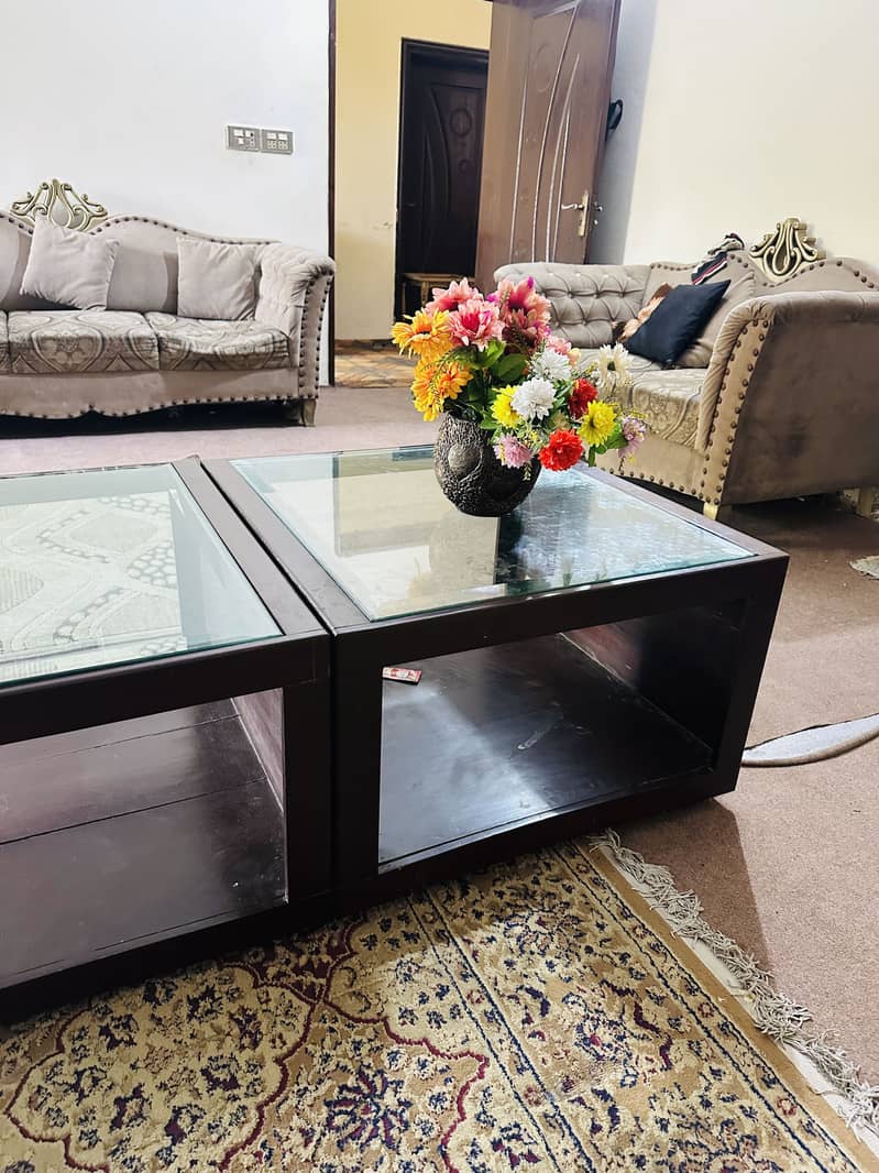 Solid wood 3/2/1 sofa set + centre table 5