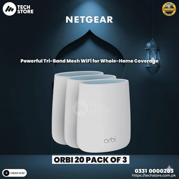 Netgear Orbi RBR20 AC2200 Tri-Band Mesh WiFi Router | Whole Home Coverage | Branded Used