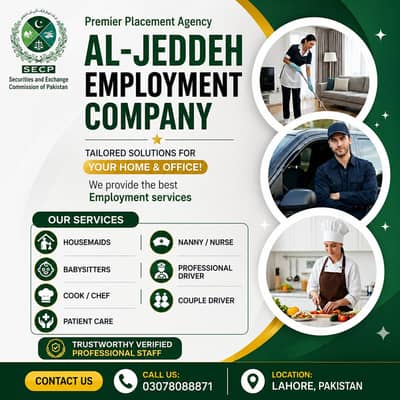 Cook,House Maid, Babysitter, Patient Care, Nanny, Nurse, Driver, Chef