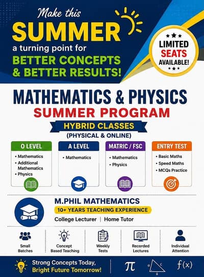 IGCSE, O levels, Matric, A levels and F. Sc. Tuition(Online/Physical)