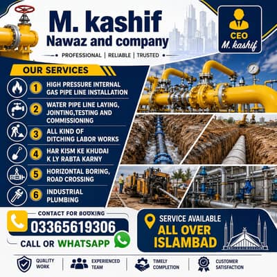 Professional Gas & Water Pipeline Installation Services in Islamabad