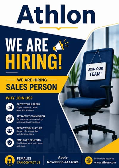 We are Hiring Sales person For Sports Store. Both Male/Female can Apply