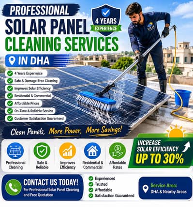 Expert Solar Panel Cleaning in DHA | 4 Years Experience