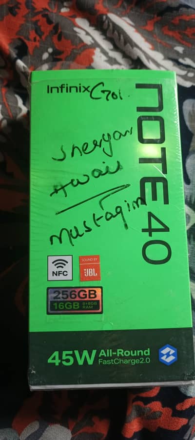 Infinix Note 40 8GB 256GB PTA Approved Complete Box 9.5/10 Condition