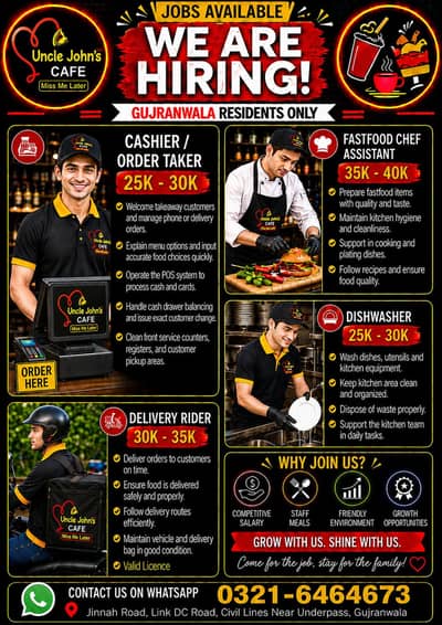 Jobs Available, HIRING Restaurant & Cafe Staff -0/3/2/1/6/4/6/4/6/7/3