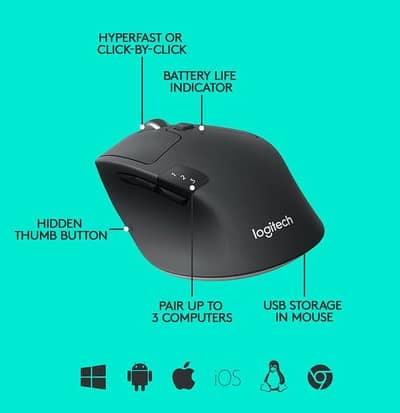 Logitech M720 Triathlon Bluetooth Mouse with Easy-Switch 3 Computers