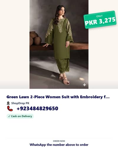 Green Lawn 2-Piece Women Suit with Embroidery for Weddings & Festivals
