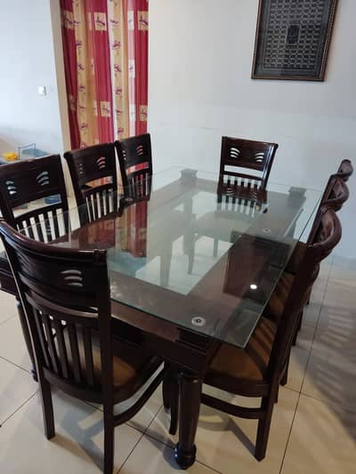 Tempered Glass Dining Table with Elegant 8 Chair Set - Premium Quality