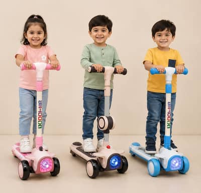 Kids Imported  RGB Lights Scooty 3 Wheels 4 to 10 Year