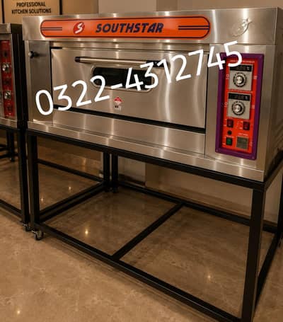 pizza oven south star/ dough mixer/ deep fryer/ prep table/ food bags