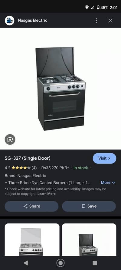 nasgas SG 327 single door oven