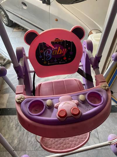 2-in-1 Baby Swing Chair with Toy/Food Tray and Sun Shade Canopy"