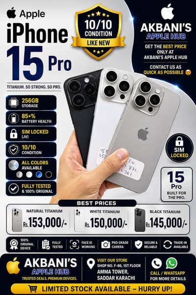 Apple iPhone 15 Pro 256GB | JV Sim Locked | All Colors Available