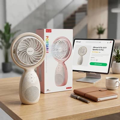 Portable Wireless Speaker with Built-in Fan – Rechargeable Handheld