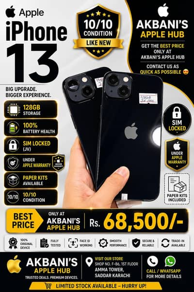 Apple iPhone 13 128GB | JV Sim Locked | 100% Battery Health