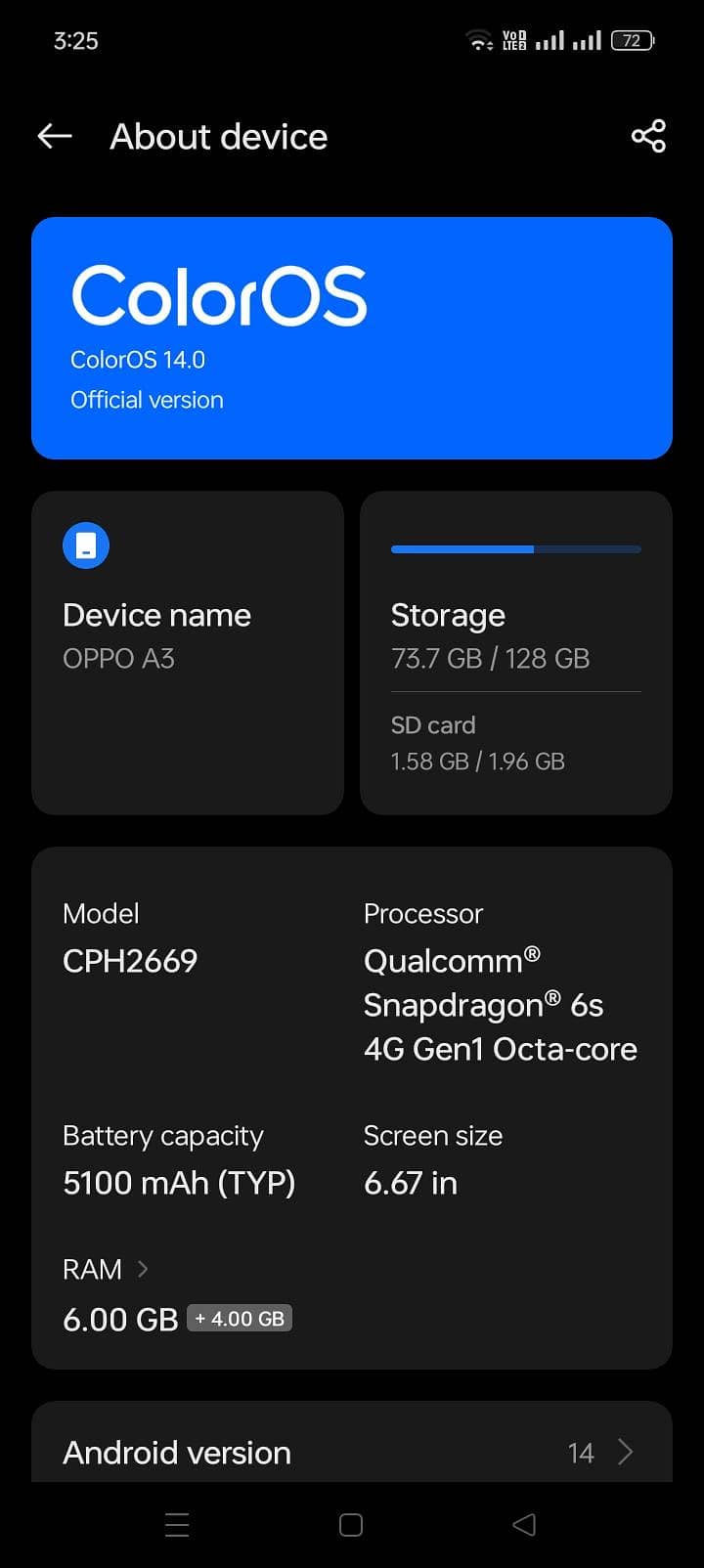 OPPO A3 6