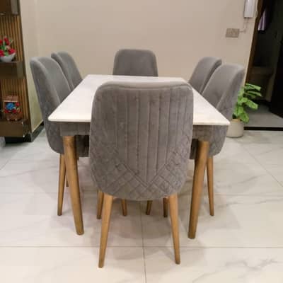 marbel dining table  6 chairs and marble table