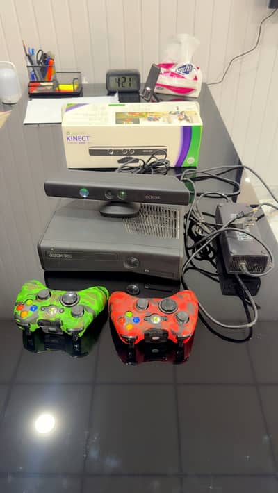 Xbox360 with kinect with two wireless controllers
