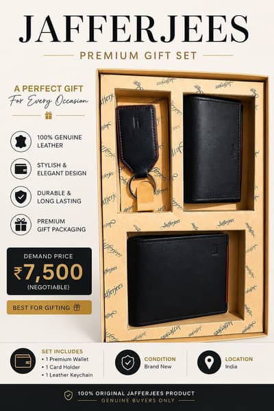 Jafferjees Original Leather Gift Set – Wallet, Card Holder & Keychain