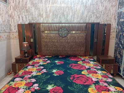Wooden king size Bed Room set\Double bed with side table and dressing