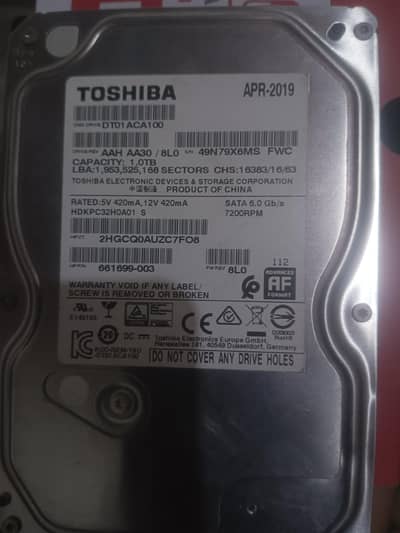 Toshiba HDD Hard drive 1 TB