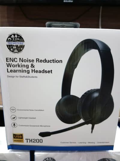 Techsters TH-200 Wired Headphones with Mic for Calling & Call Centres