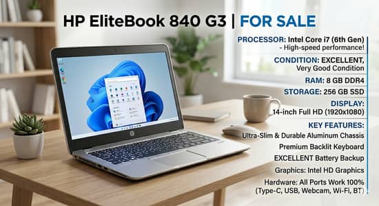 HP EliteBook 840 G3 for Sale – Excellent Condition!