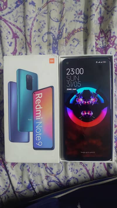 Redmi Note 9 midnight Grey with box