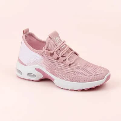 Women pink flying woven casual sneakers