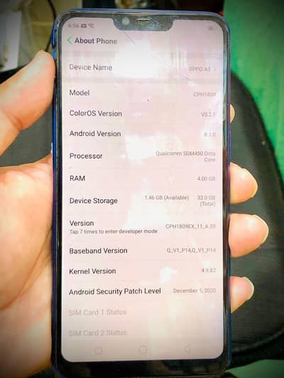 oppo A5 glass krek ,,4/32 momre pta appoved