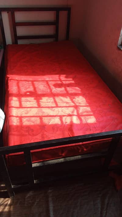 Single Iron Frame Bed with mattress