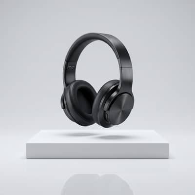 Black Over-Ear Headphones ABS Plastic Lightweight Comfortable