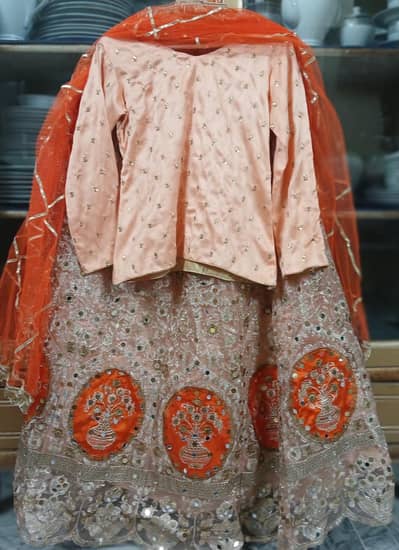Peach and Orange Fancy Lehnga for Sale
