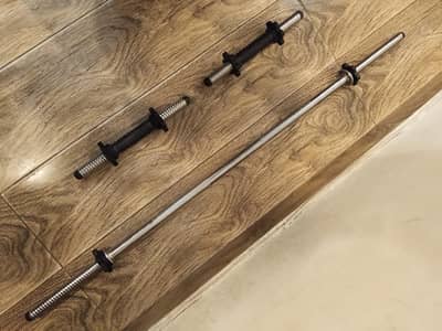 Adjustable dumbbells with barbell and 32 kg weights